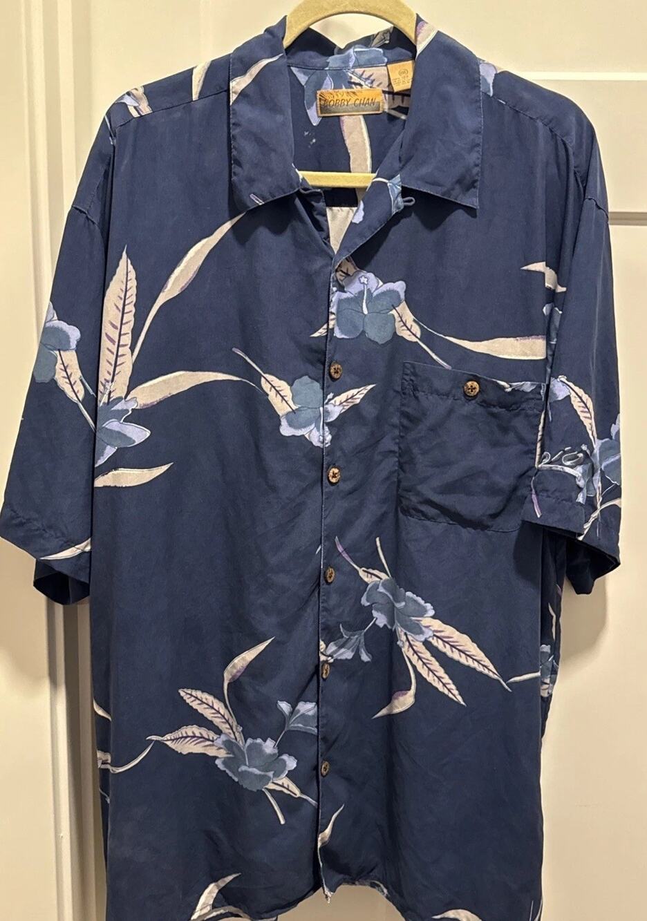 Bobby Chan Men’s Tropical Button Down Shirt Sz XX Large. 100% Silk